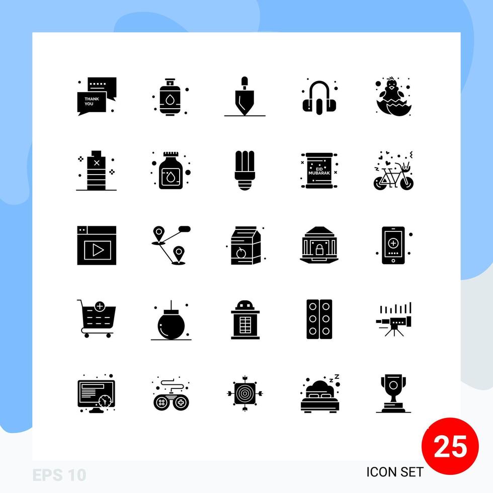 25 fast glyf begrepp för webbplatser mobil och appar påsk bebis trädgårdsarbete hörlur hörlurar redigerbar vektor design element