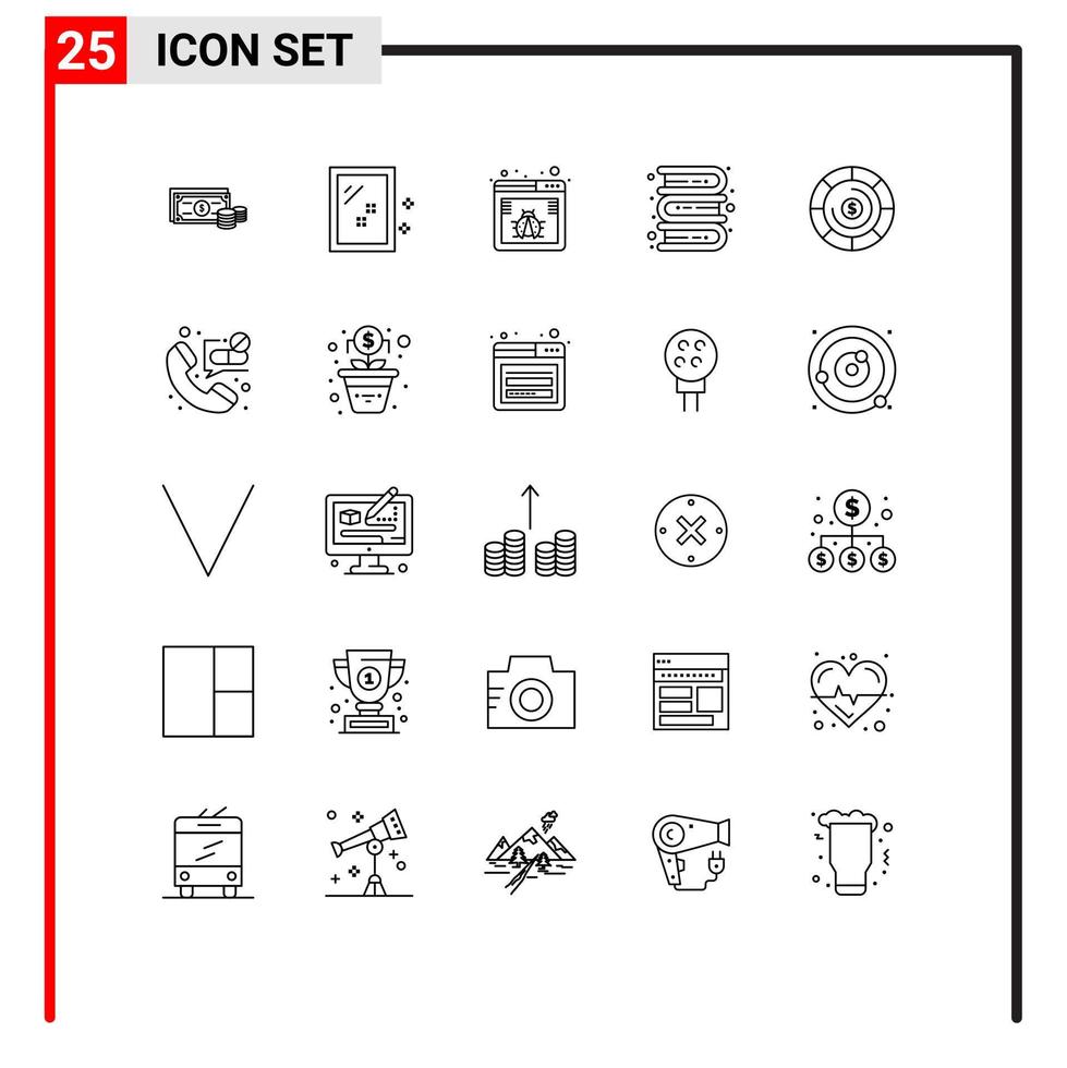 modern uppsättning av 25 rader pictograph av budget kunskap tvätta utbildning webb redigerbar vektor design element