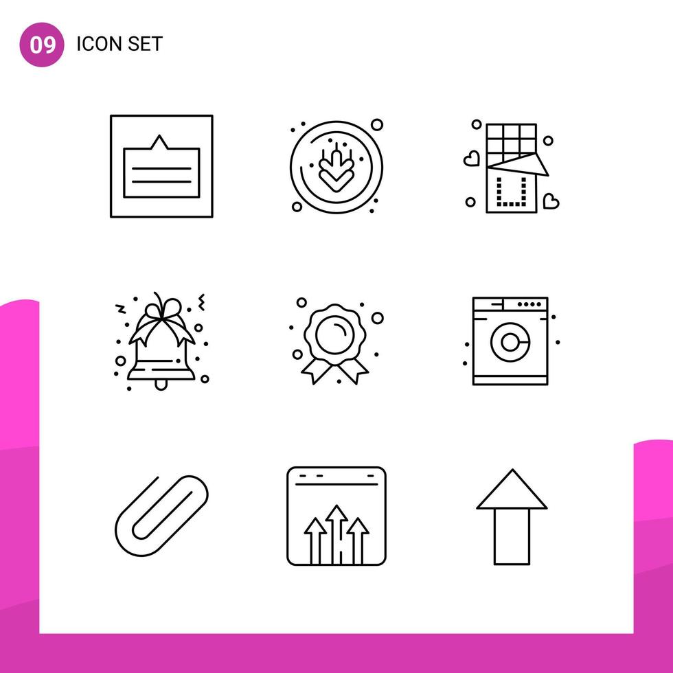 Outline Icon Set Packung mit 9 Zeilensymbolen isoliert auf weißem Hintergrund für reaktionsfähiges Website-Design, Druck- und mobile Anwendungen vektor