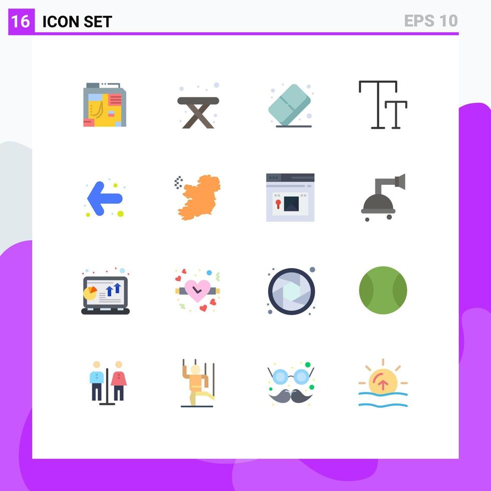Stock Vector Icon Pack mit 16 Linienzeichen und Symbolen für World Back Arts Pfeilkappen editierbares Paket kreativer Vektordesign-Elemente
