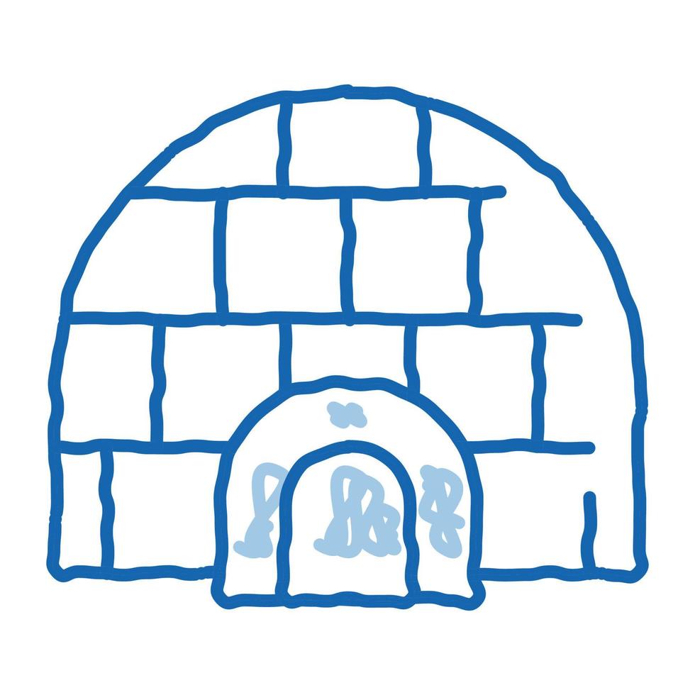 Iglu-Eishaus-Doodle-Symbol handgezeichnete Illustration vektor