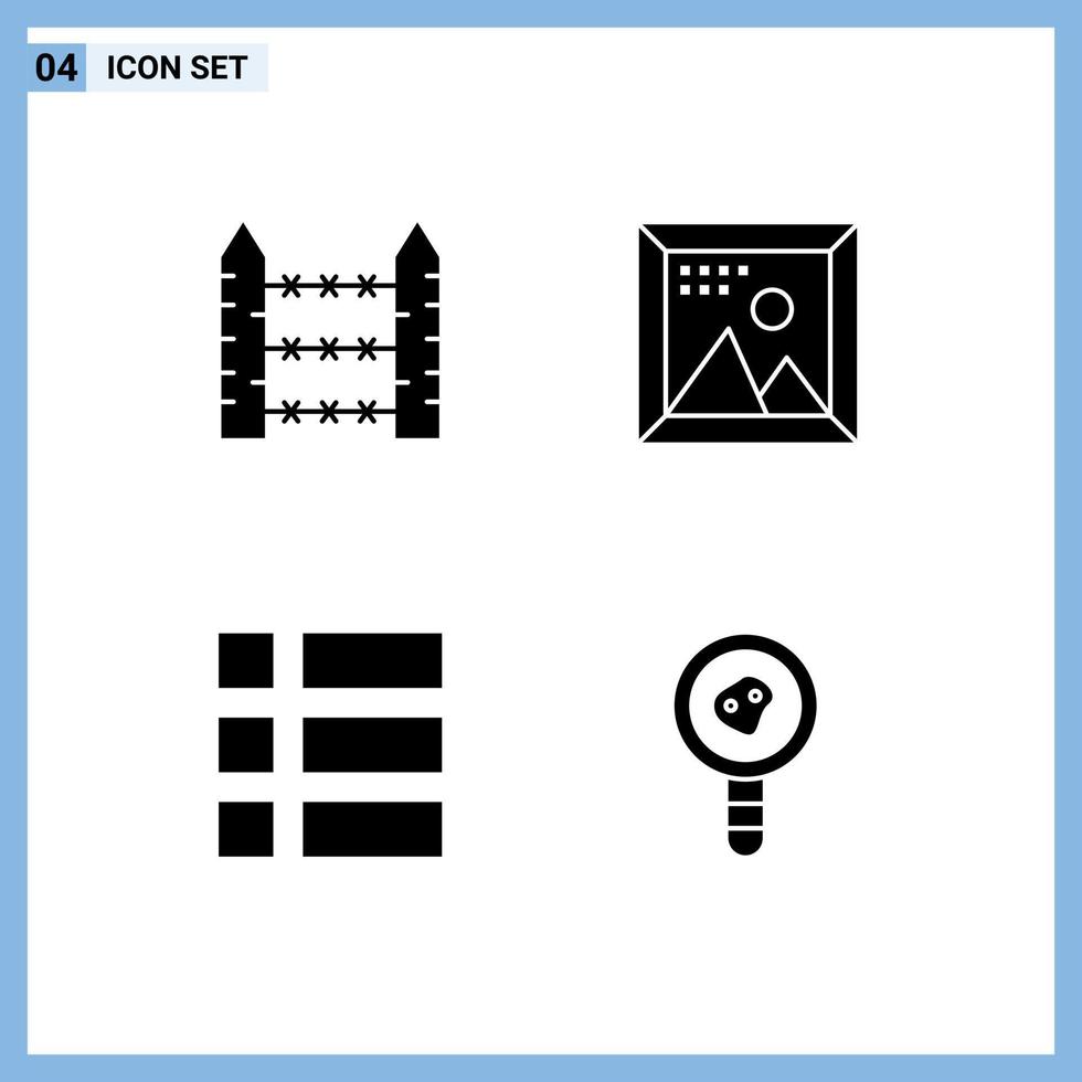 Aktienvektor-Icon-Pack mit 4 Zeilenzeichen und Symbolen für mit Stacheln versehene Programmierung Signalisierungsdesign-Rahmen editierbare Vektordesign-Elemente vektor