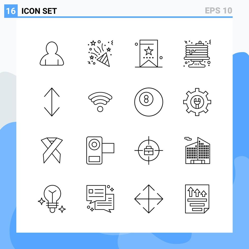 modern 16 linje stil ikoner översikt symboler för allmän använda sig av kreativ linje ikon tecken isolerat på vit bakgrund 16 ikoner packa vektor