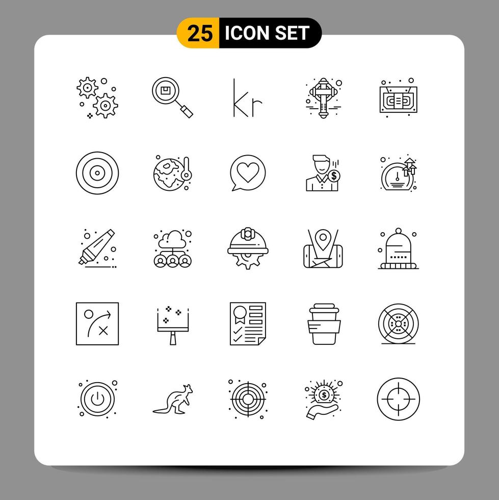 25 kreative Symbole moderne Zeichen und Symbole der Musik Audio-Währung Patrick Irland editierbare Vektordesign-Elemente vektor