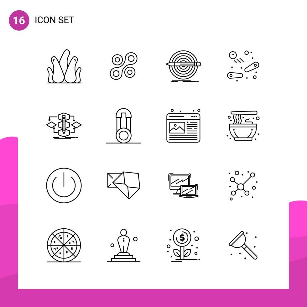 Outline Icon Set Packung mit 16 Zeilensymbolen isoliert auf weißem Hintergrund für reaktionsschnelle Website-Design-Druck- und mobile Anwendungen vektor