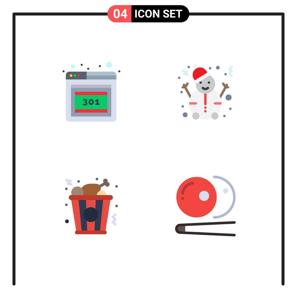 4 tematiska vektor platt ikoner och redigerbar symboler av browser biljard man snabb mat snooker redigerbar vektor design element