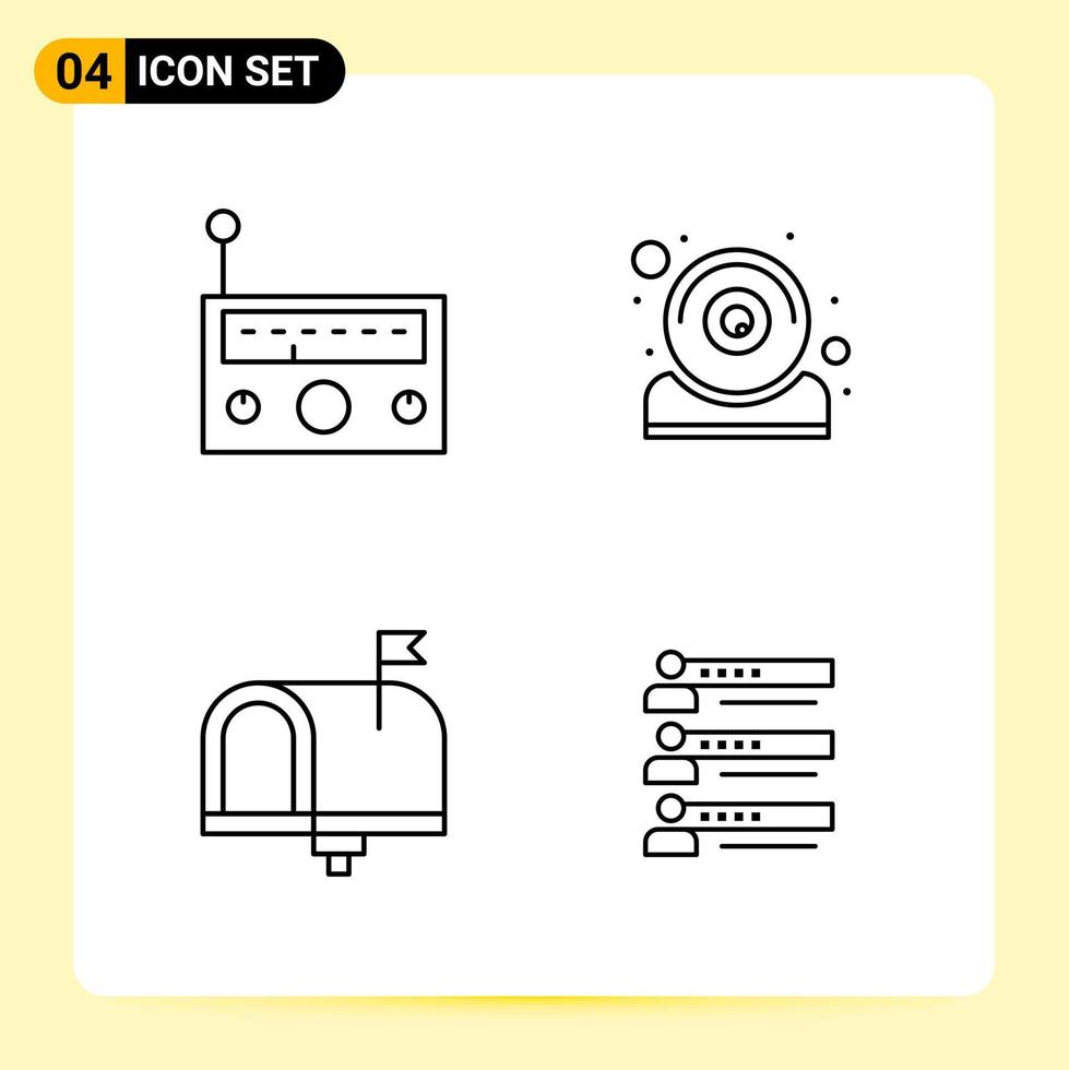 4 kreativ ikoner för modern hemsida design och mottaglig mobil appar 4 översikt symboler tecken på vit bakgrund 4 ikon packa vektor