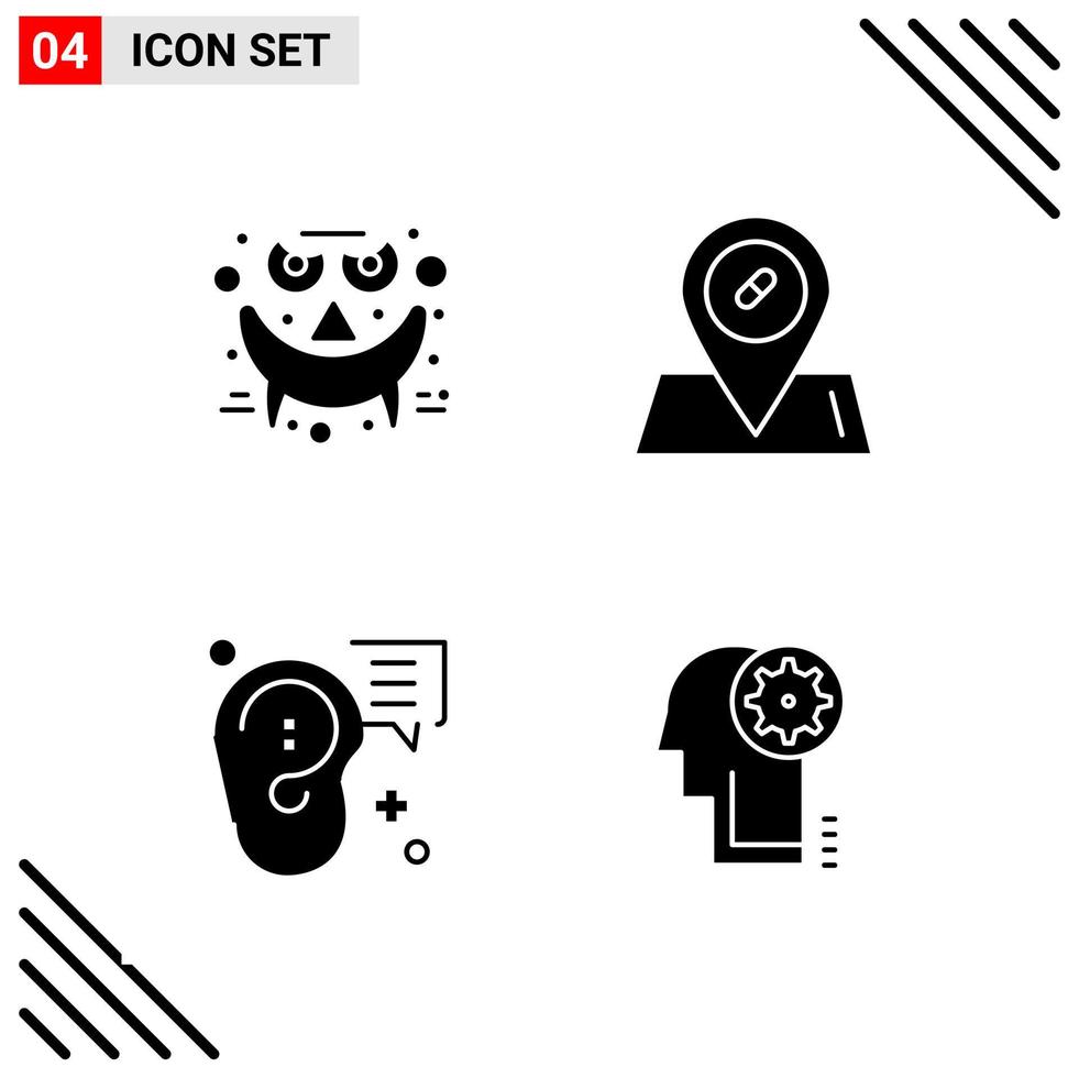 Pixel perfektes Set aus 4 soliden Symbolen Glyphen-Icon-Set für die Gestaltung von Websites und die Schnittstelle für mobile Anwendungen vektor