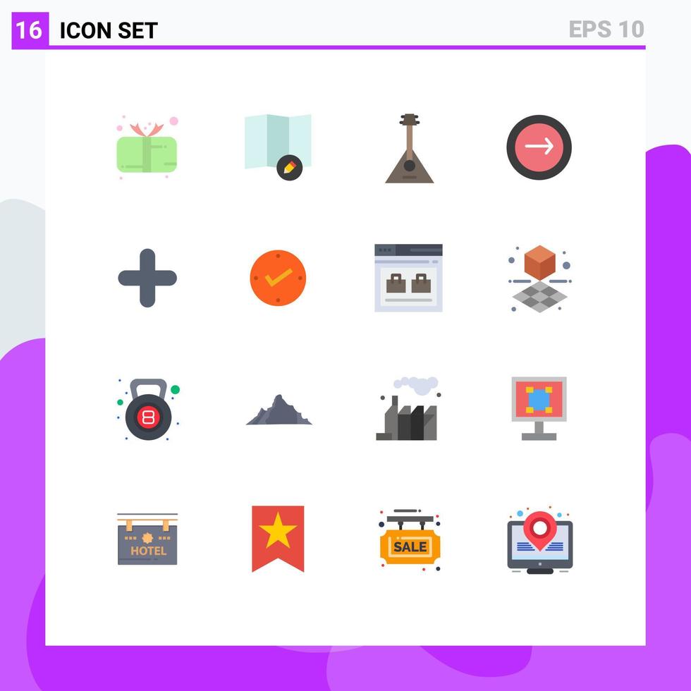 Satz von 16 kommerziellen Flachfarbenpaketen zum Hinzufügen von mobilen Balalaika-Schnittstellenanwendungen, editierbaren Paketen kreativer Vektordesignelemente vektor