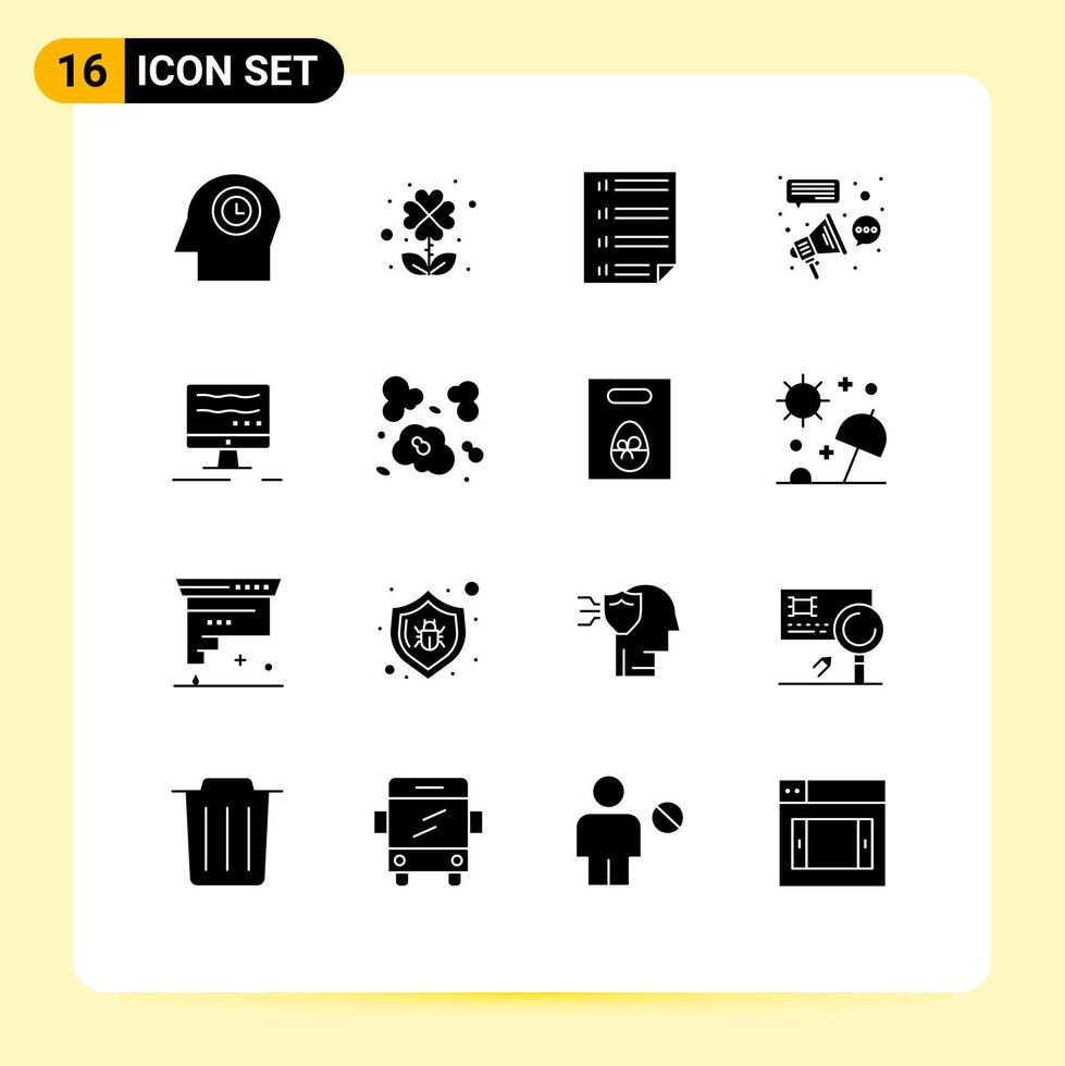 satz von 16 modernen ui-symbolen symbolzeichen für online-verbindungsdokumentkampagnenpartner editierbare vektordesignelemente vektor
