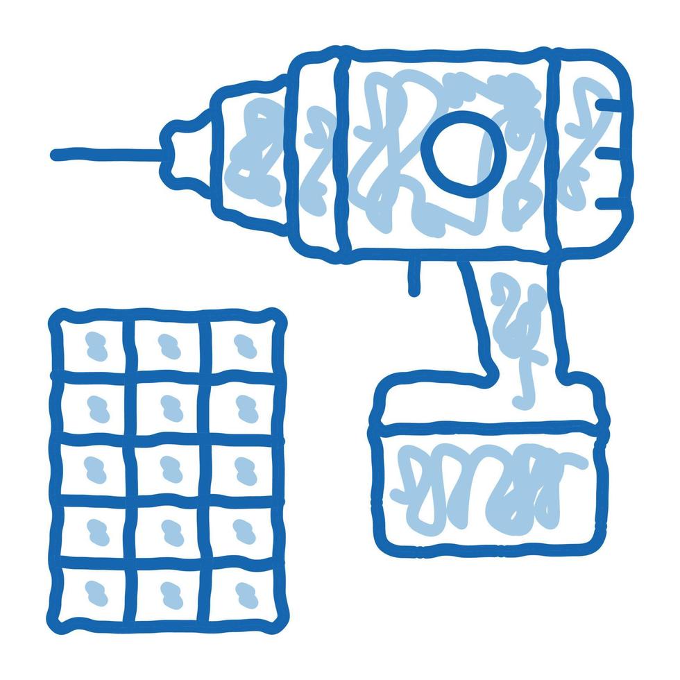 bohrer reparatur batterie doodle symbol hand gezeichnete illustration vektor