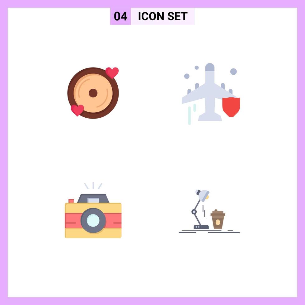 4 tematiska vektor platt ikoner och redigerbar symboler av disk bild bröllop plan fotografi redigerbar vektor design element