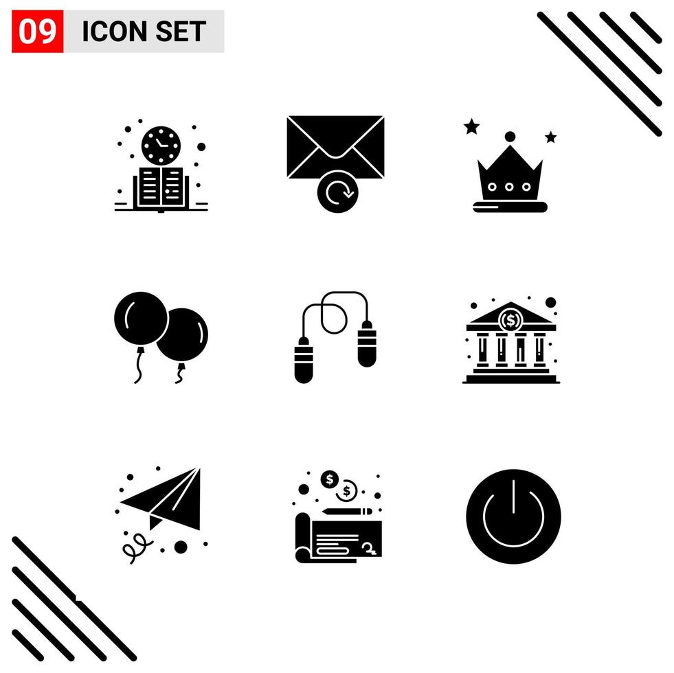 Pixle Perfekter Satz von 9 soliden Symbolen Glyphen-Icon-Set für die Gestaltung von Websites und die Schnittstelle für mobile Anwendungen vektor