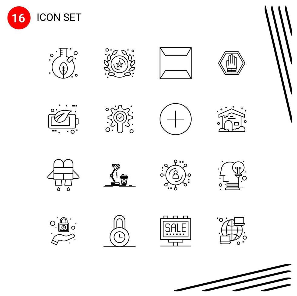 uppsättning av 16 modern ui ikoner symboler tecken för eco trafik stjärna tecken sluta redigerbar vektor design element