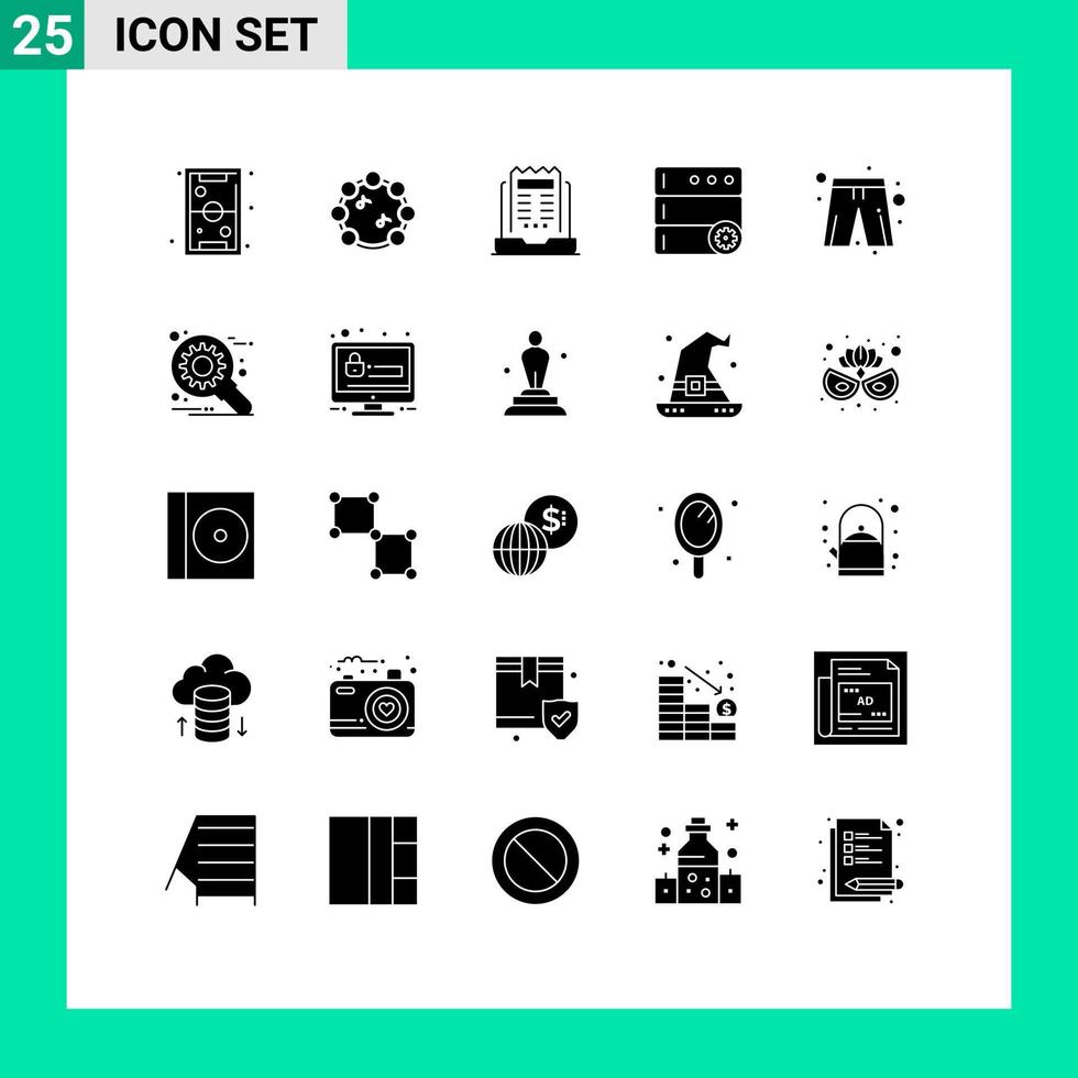 modern uppsättning av 25 fast glyfer pictograph av kläder server företag alternativ tidning redigerbar vektor design element