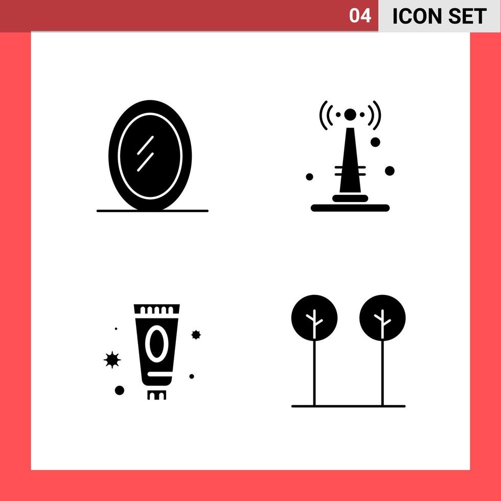 4 ikon packa fast stil glyf symboler på vit bakgrund enkel tecken för allmän design vektor