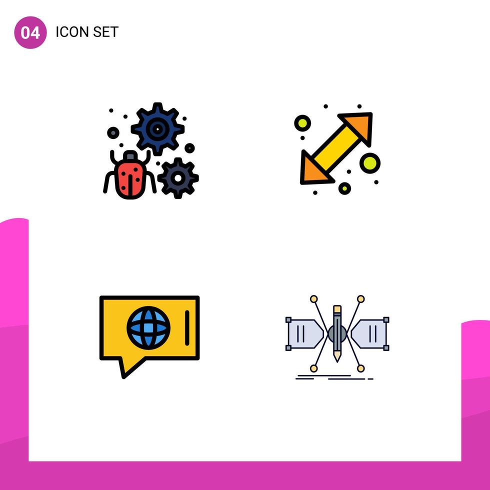 modern uppsättning av 4 fylld linje platt färger och symboler sådan som configure chatt miljö gå teknisk redigerbar vektor design element