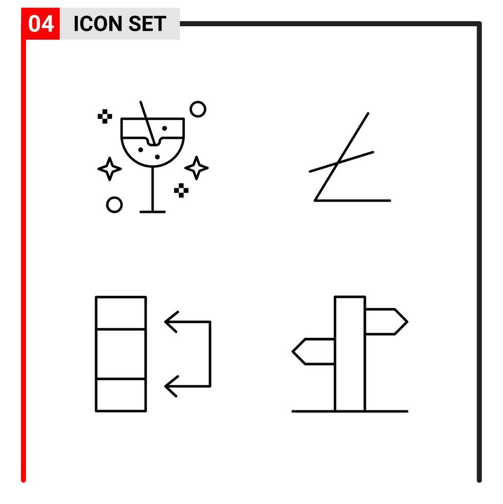 4 allgemeine Symbole für Website-Design Print und mobile Apps 4 Gliederungssymbole Zeichen isoliert auf weißem Hintergrund 4 Icon Pack vektor