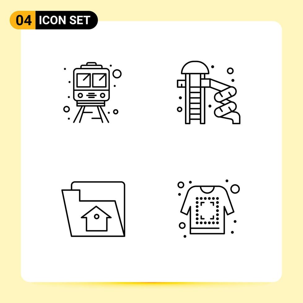 Mobile Interface Line Set aus 4 Piktogrammen von Rail Setting Park Slider Park Print editierbare Vektordesign-Elemente vektor