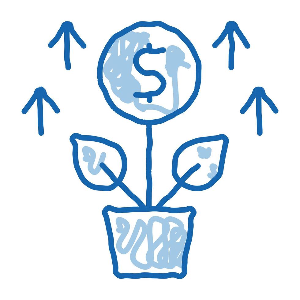 växande pengar träd klotter ikon hand dragen illustration vektor