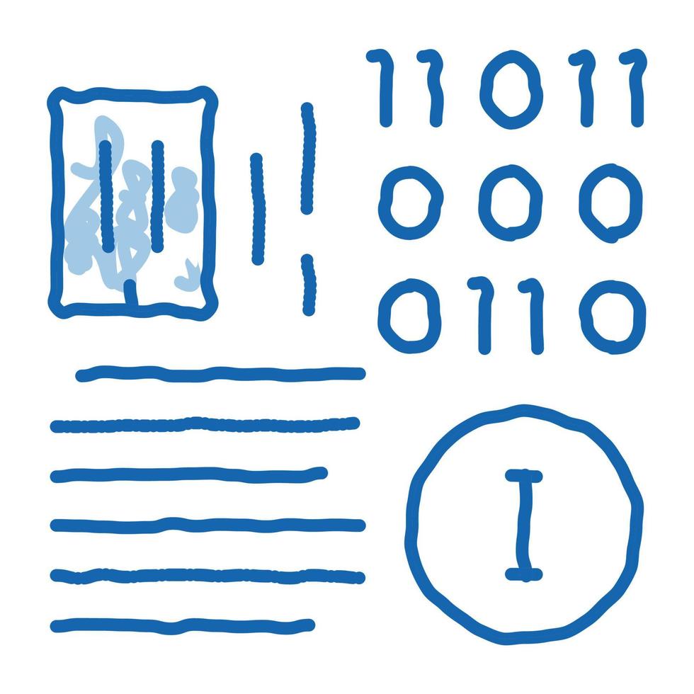 binäre Informationen doodle Symbol handgezeichnete Abbildung vektor