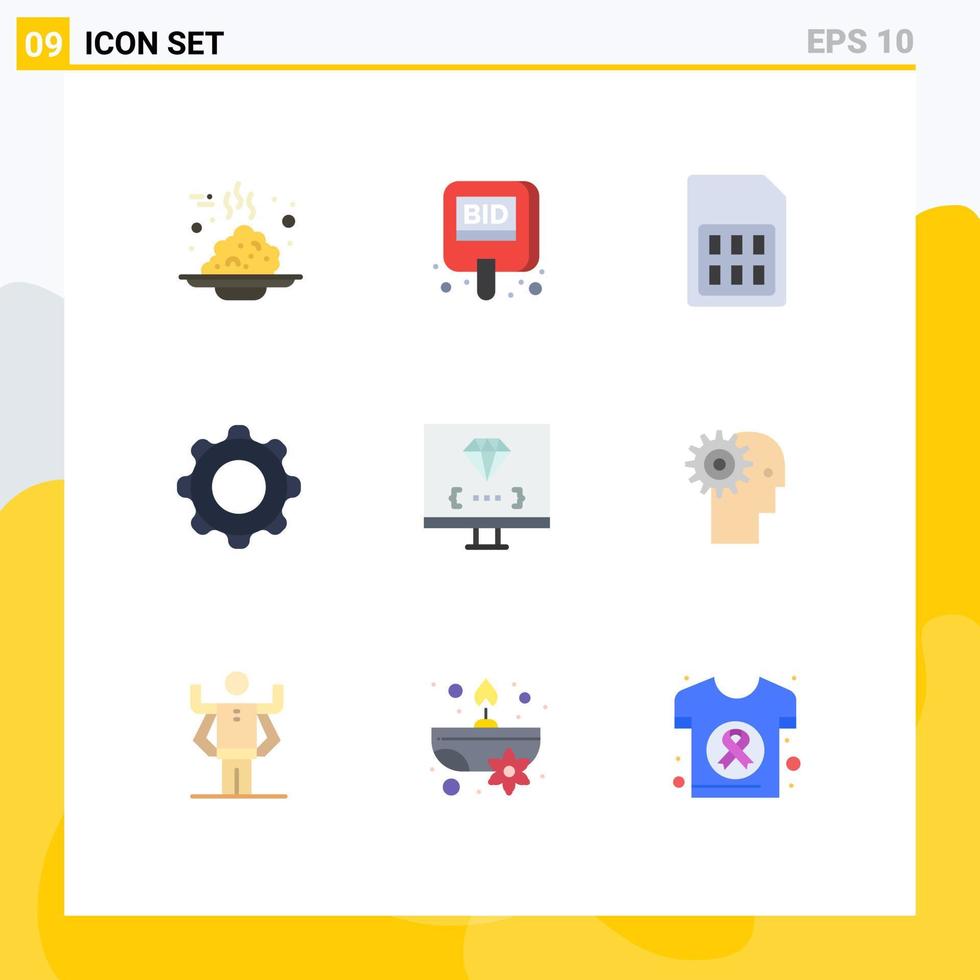 universell ikon symboler grupp av 9 modern platt färger av gränssnitt Ansökan märka sim kort telefon redigerbar vektor design element