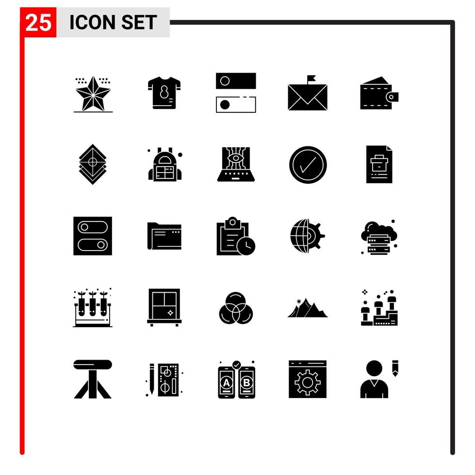 fast glyf packa av 25 universell symboler av kuvert Kontakt skjorta kommunikation systemet redigerbar vektor design element