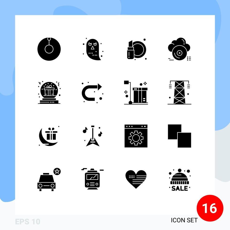 16 tematiska vektor fast glyfer och redigerbar symboler av jul närvarande kosmetika Lagra arkiv redigerbar vektor design element