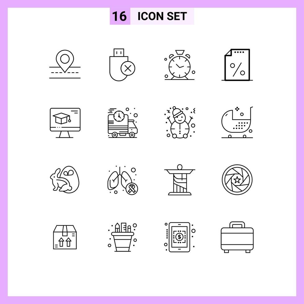satz von 16 modernen ui symbolen symbole zeichen für computer zahlung stick finanz alarm editierbare vektordesignelemente vektor