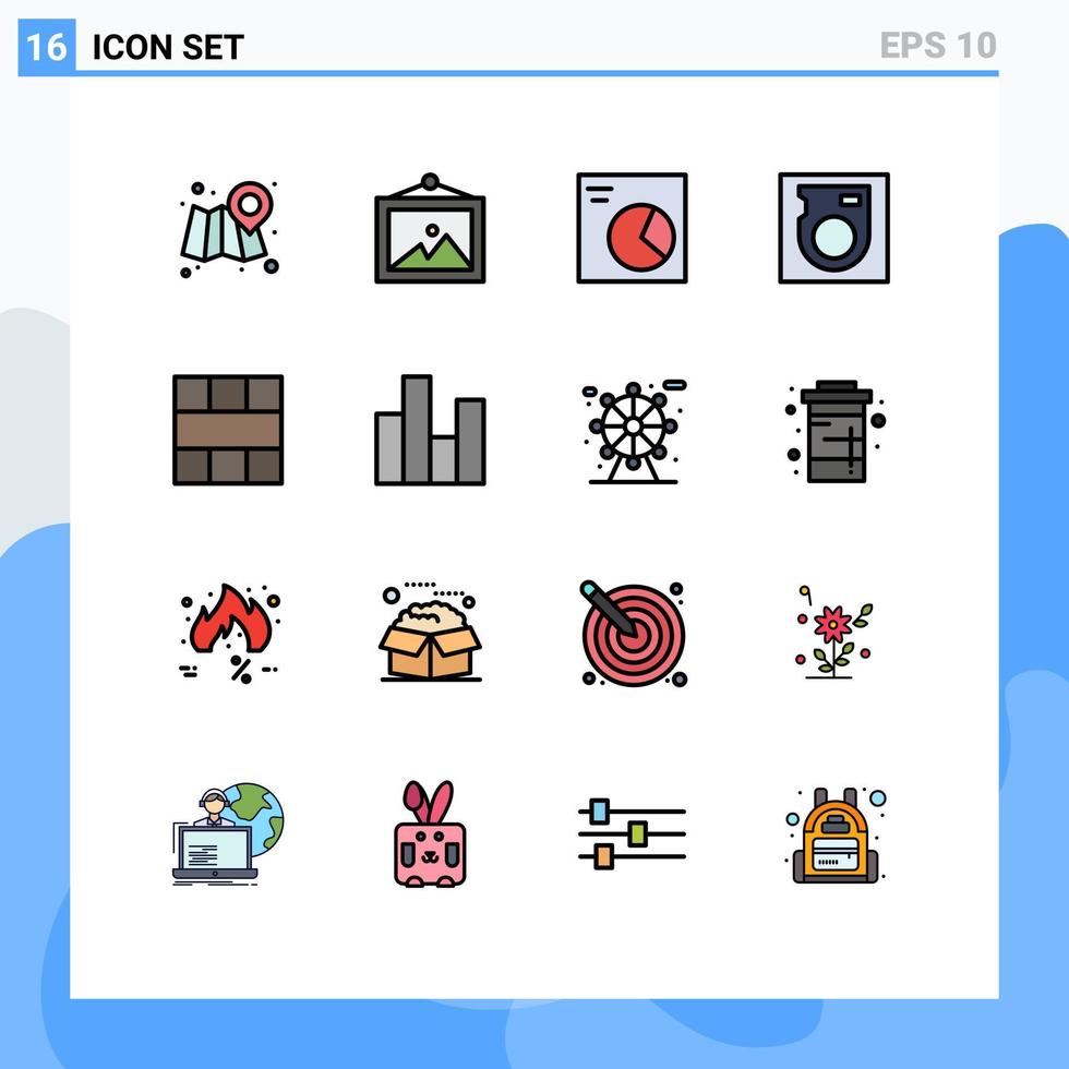 modern uppsättning av 16 platt Färg fylld rader pictograph av bar layout trådmodell gränssnitt ram redigerbar kreativ vektor design element