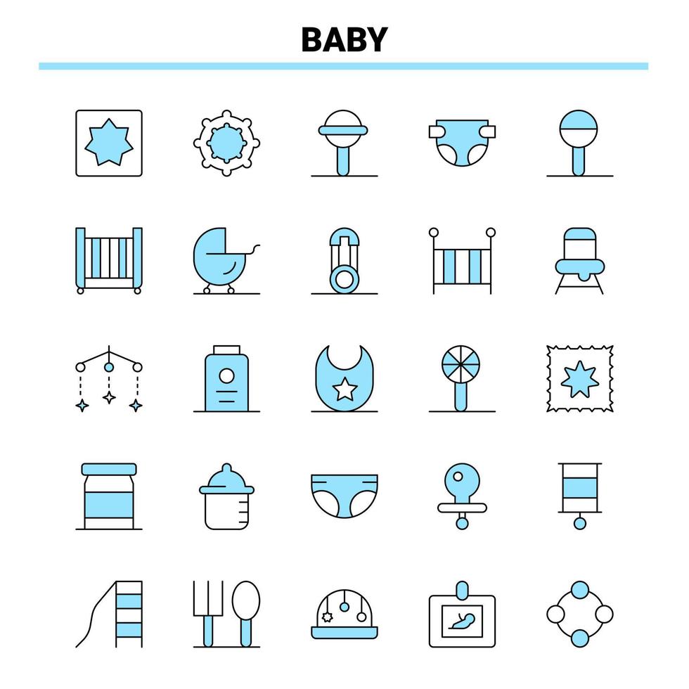 25 Baby schwarz und blau Icon-Set kreatives Icon-Design und Logo-Vorlage vektor