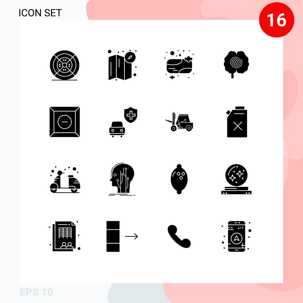 redigerbar vektor linje packa av 16 enkel fast glyfer av produkt låda bad tvål psykologi huvud redigerbar vektor design element