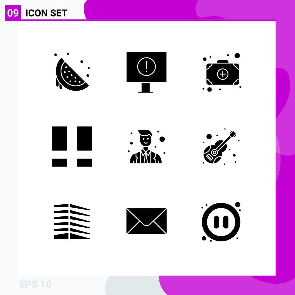 Stock Vector Icon Pack mit 9 Zeilenzeichen und Symbolen für die Schnittstelle der Offiziersoffiziertasche, editierbare Vektordesign-Elemente