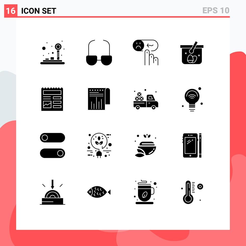 16 universelle solide Glyphen für Web- und mobile Anwendungen. Grundlegende Osterhilfe-Eierkorb-editierbare Vektordesign-Elemente vektor