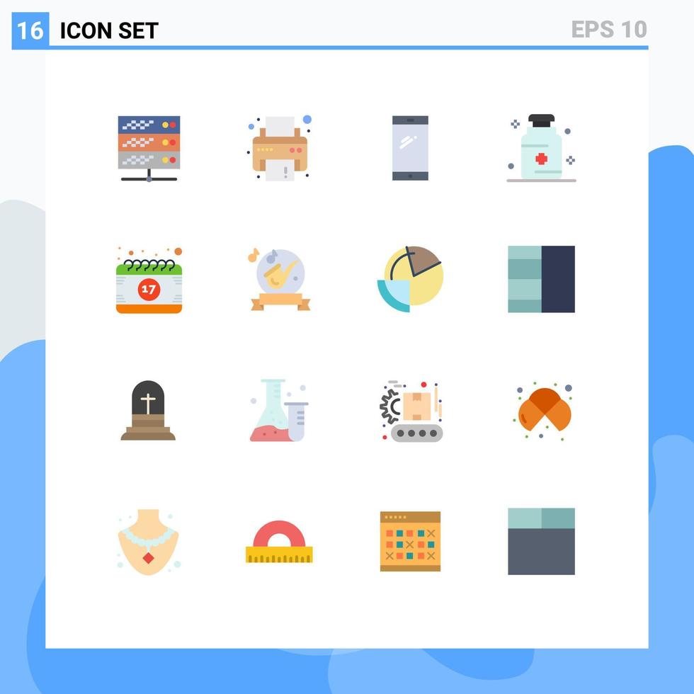 grupp av 16 platt färger tecken och symboler för datum medicin smart telefon medicinsk hälsa redigerbar packa av kreativ vektor design element