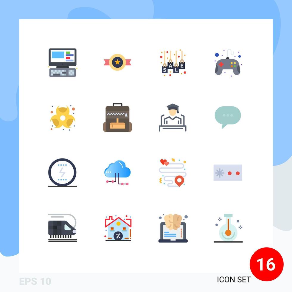 modern uppsättning av 16 platt färger pictograph av kemisk spel väska kontrollant försäljning märka redigerbar packa av kreativ vektor design element