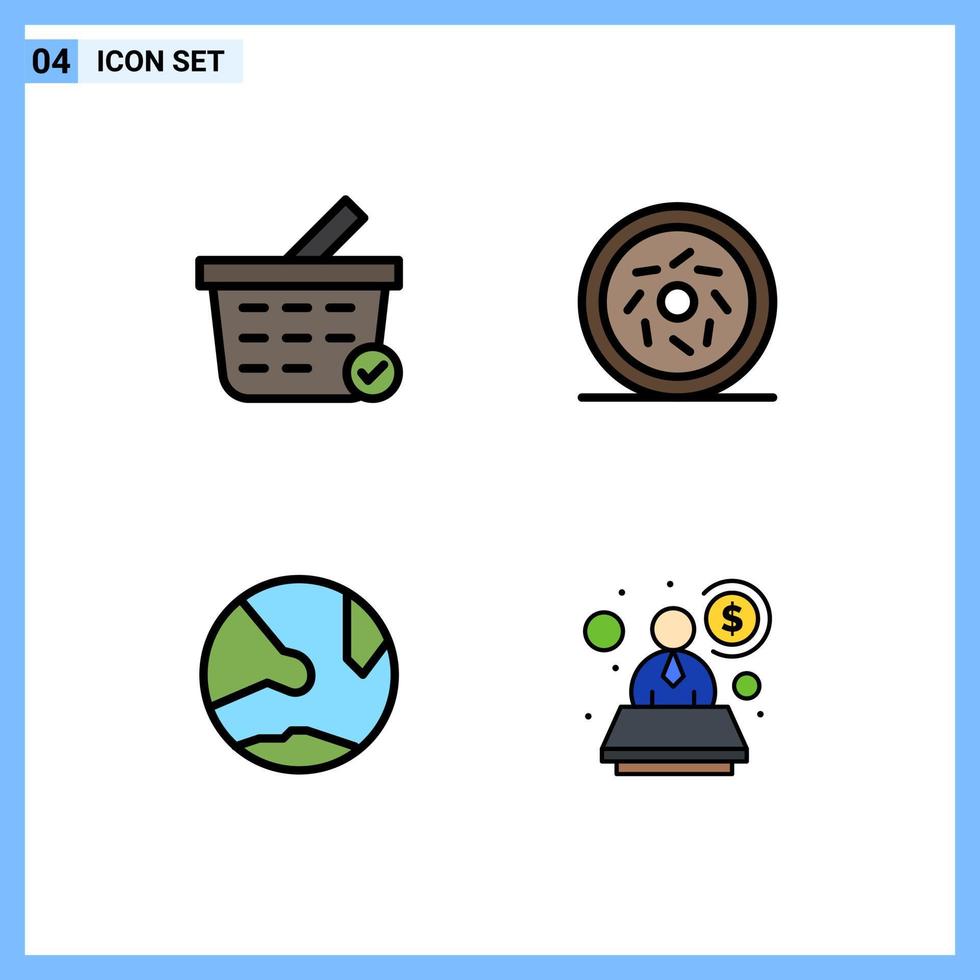 grupp av 4 fylld linje platt färger tecken och symboler för köpa uppkopplad munk app konto redigerbar vektor design element