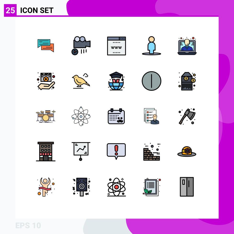 uppsättning av 25 modern ui ikoner symboler tecken för konferens människor media avatar seo redigerbar vektor design element