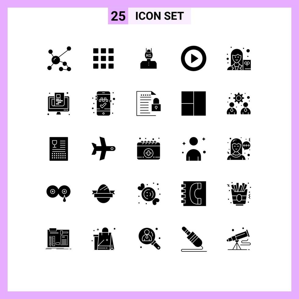 fast glyf packa av 25 universell symboler av ui kreativ kvadrater abstrakt påfrestning redigerbar vektor design element