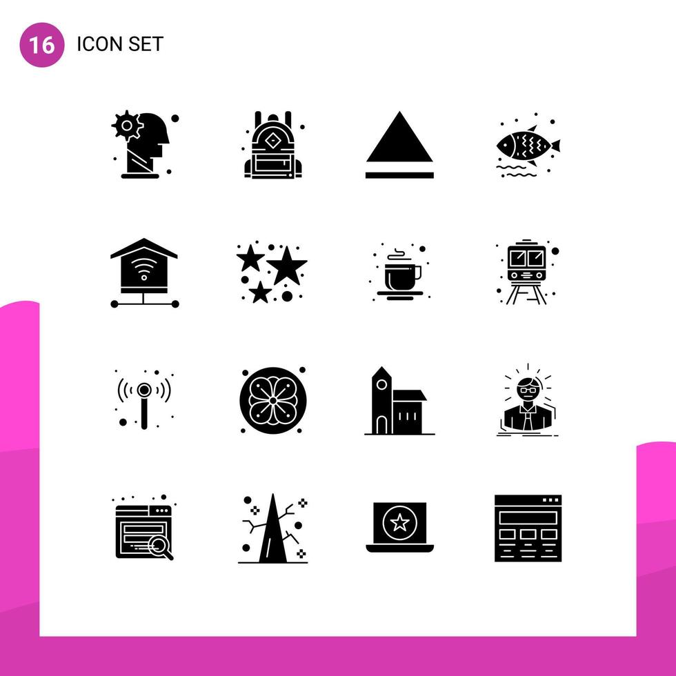 packa av 16 kreativ fast glyfer av smällare signal eject internet mataffär redigerbar vektor design element