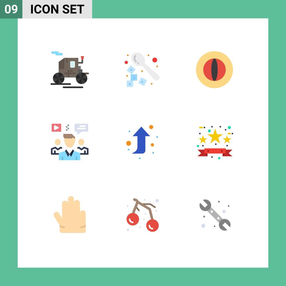 platt Färg packa av 9 universell symboler av framåt- grupp mynt video diskussion redigerbar vektor design element