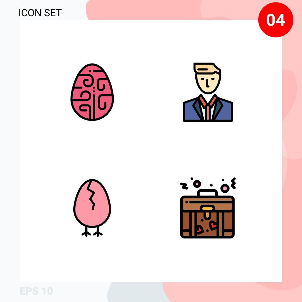 piktogram uppsättning av 4 enkel fylld linje platt färger av firande herr ägg vd påsk redigerbar vektor design element
