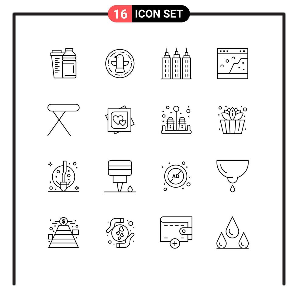 16 kreative Symbole moderne Zeichen und Symbole von Geräten Foto Adler Seite Browser editierbare Vektordesign-Elemente vektor