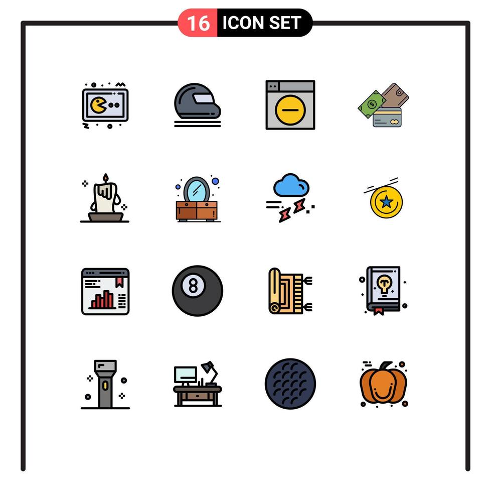 uppsättning av 16 modern ui ikoner symboler tecken för dollar pengar mål vårdare kreditera kort mindre redigerbar kreativ vektor design element