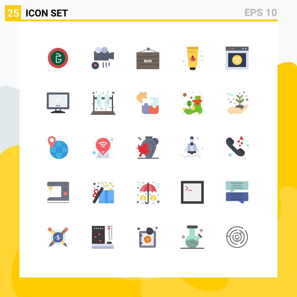 satz von 25 flachen vektorfarben auf raster für seitenbrowser bar creme essen und trinken bearbeitbare vektordesignelemente vektor