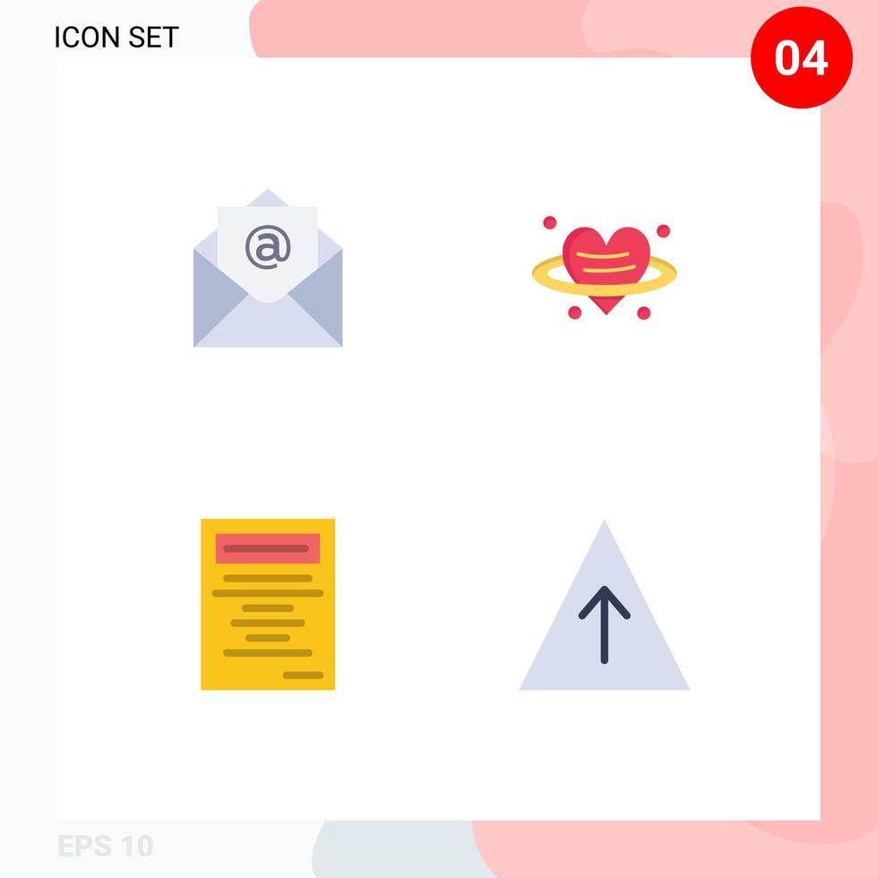 Satz von 4 flachen Vektorsymbolen auf dem Raster für E-Mail-Studie Herz Valentinstag Wachstum editierbare Vektordesign-Elemente vektor