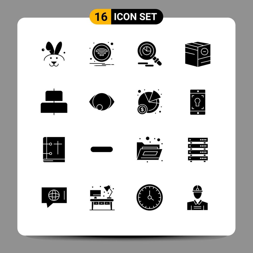 Gruppe von 16 modernen soliden Glyphen für horizontale Ausrichtung, schwache Versand- und bearbeitbare Vektordesign-Elemente vektor
