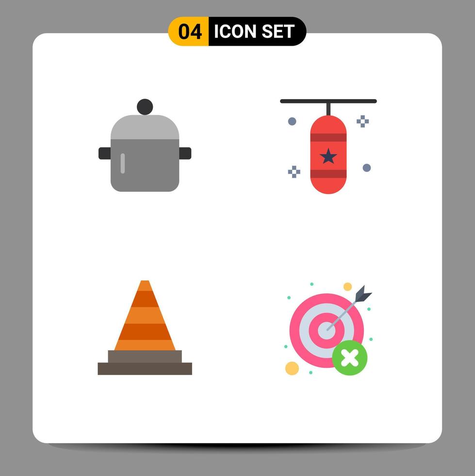 4 tematiska vektor platt ikoner och redigerbar symboler av matlagning sporter kök stansning väska konstruktion redigerbar vektor design element