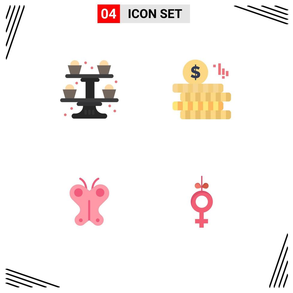 4 kreativ ikoner modern tecken och symboler av bakning påsk cupsakes doller kön redigerbar vektor design element