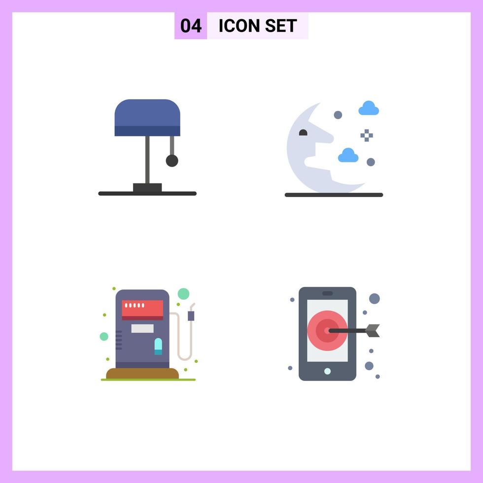 4 kreativ ikoner modern tecken och symboler av skrivbord station moln himmel mål redigerbar vektor design element